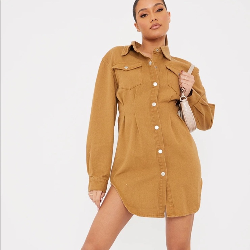 Cinched Waist Denim Dress